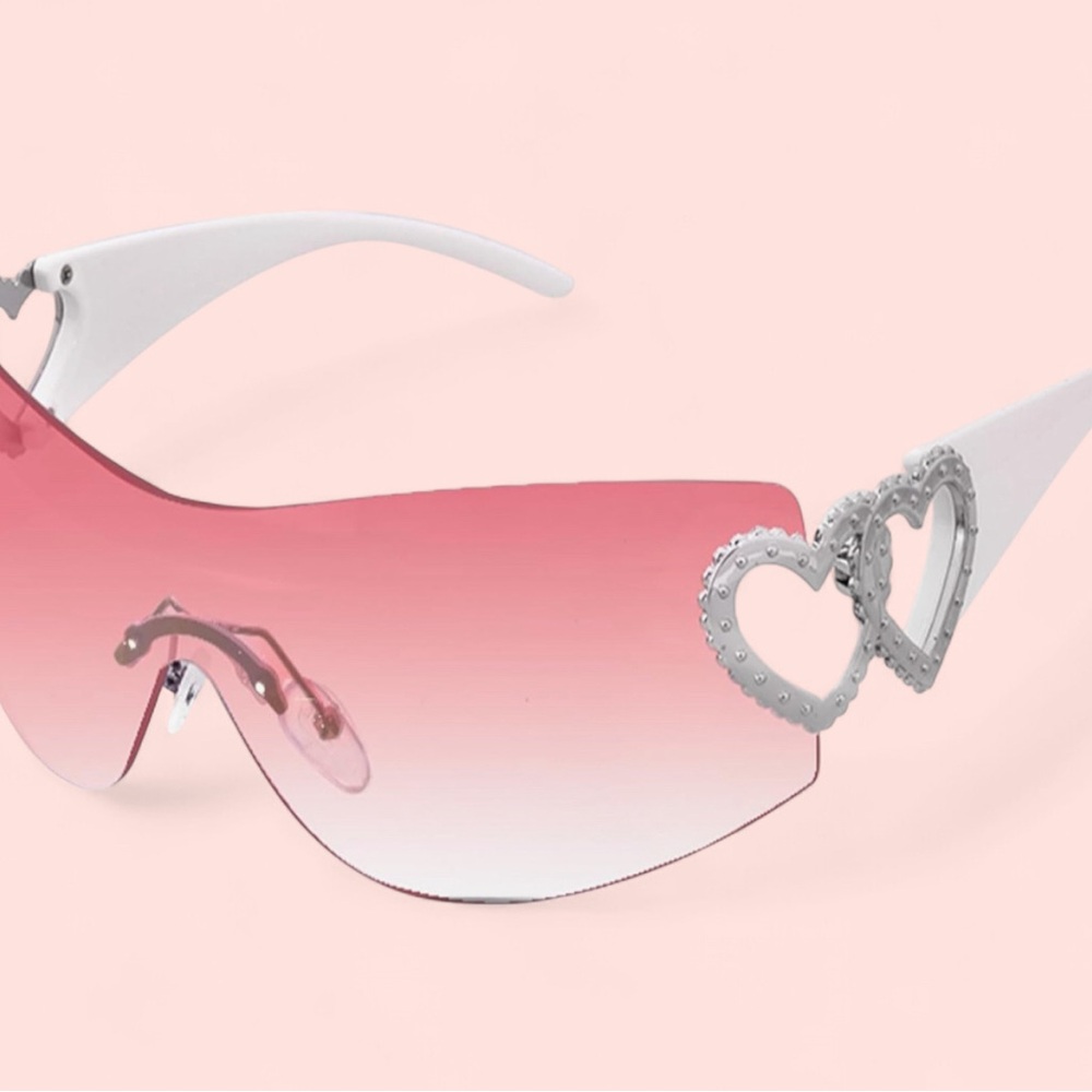 Heart-Embellished Pink Sunglasses